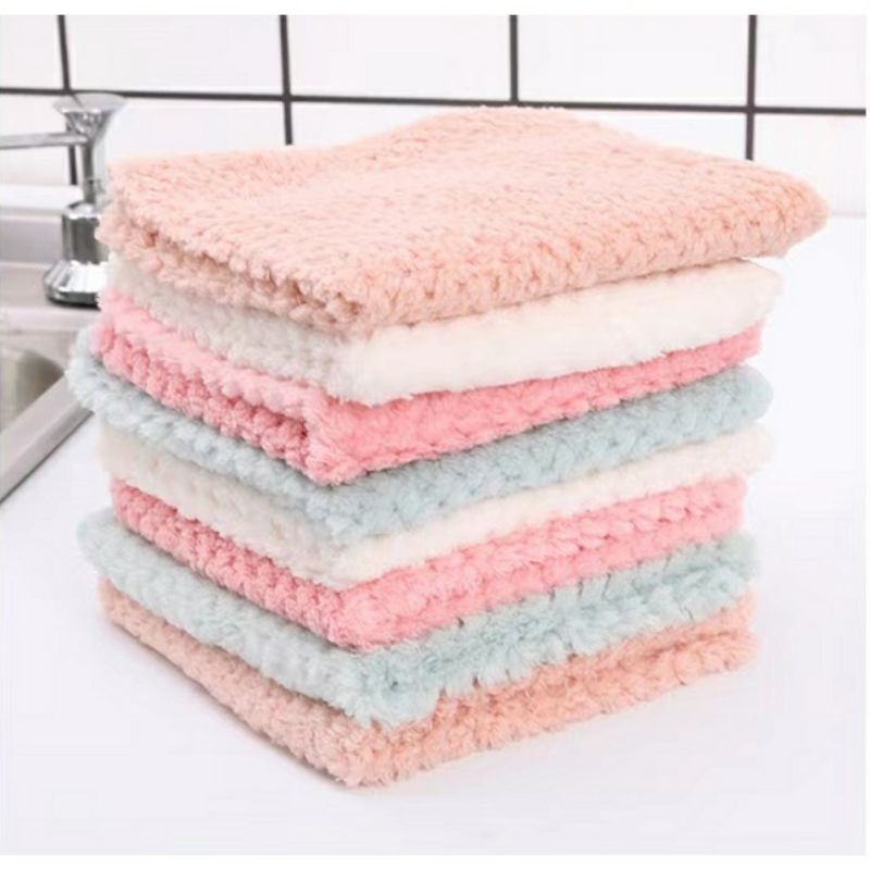 KD1 Kain Lap Piring Anti Minyak Bahan Micro Bulu / Sapu Tangan  Lap Microfiber Anti Lengket / Kain Lap Dapur / Kain Lap Dapur Cuci Piring Anti Minyak / Serbet Piring Warna Pastel / Kain Lap Anti Minyak Untuk Membersihkan Dapur / Kain Lap Multifungsi Tebal