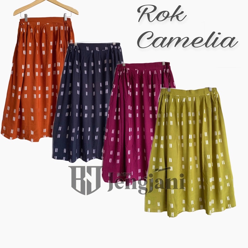 Rok Camelia | Rok Batik Jumputan Shibori Handmade | Rok Rayon Cap