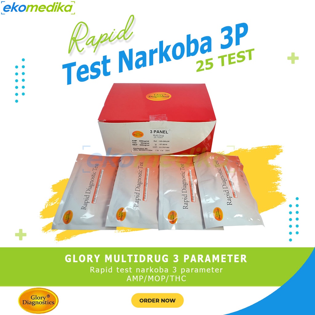 Tes Narkoba- 3P GLORY Multi drug of abuse 3 Parameter urine test  (AMP-MOP-THC)