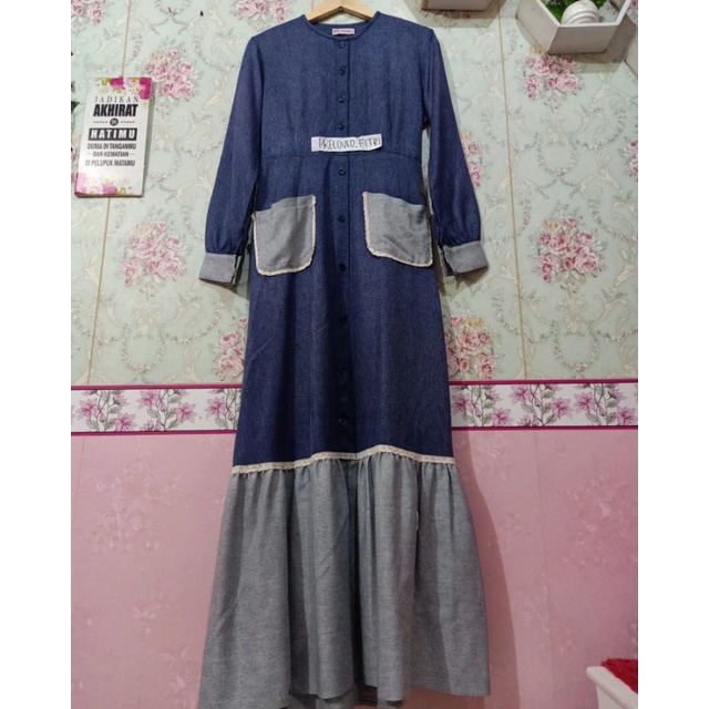 Gamis ANNISA SYARI BY ASM flanel premium dress second pl muslimah syar'i maxy umbrella