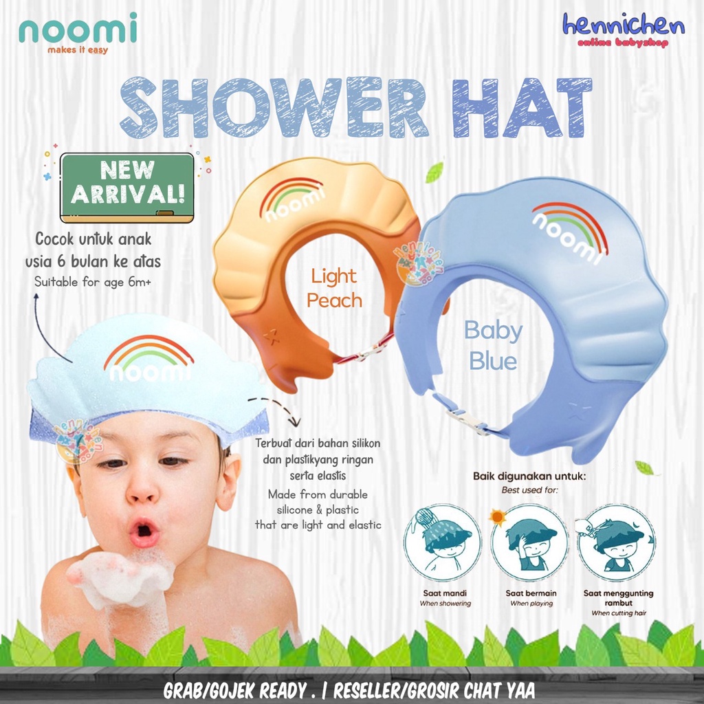 NOOMI SHOWER HAT TOPI KERAMAS ANAK PENUTUP KEPALA ANAK MANDI TOPI KERAMAS