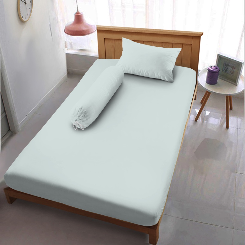 Kintakun Sprei Flat 100/120 Spa Blue Warna Polos Dluxe Microtex 20cm