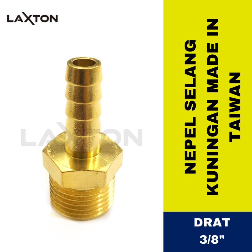 Nepel Selang Kuningan Drat 3/8&quot; Sambungan Made In Taiwan