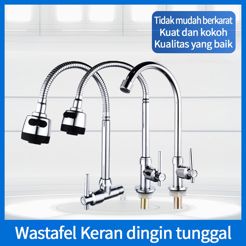 Keran Dapur Stainless Steel Premium Minimalis/ keran angsa/ 2 Mode keran Wastafel Fleksibel