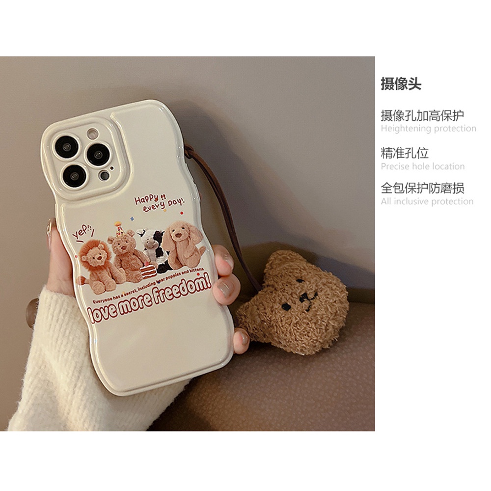 Soft Case Silikon Motif Kartun Beruang / Anjing Lucu Dengan Rantai Untuk Iphone 14 11 12 13 PRO MAX