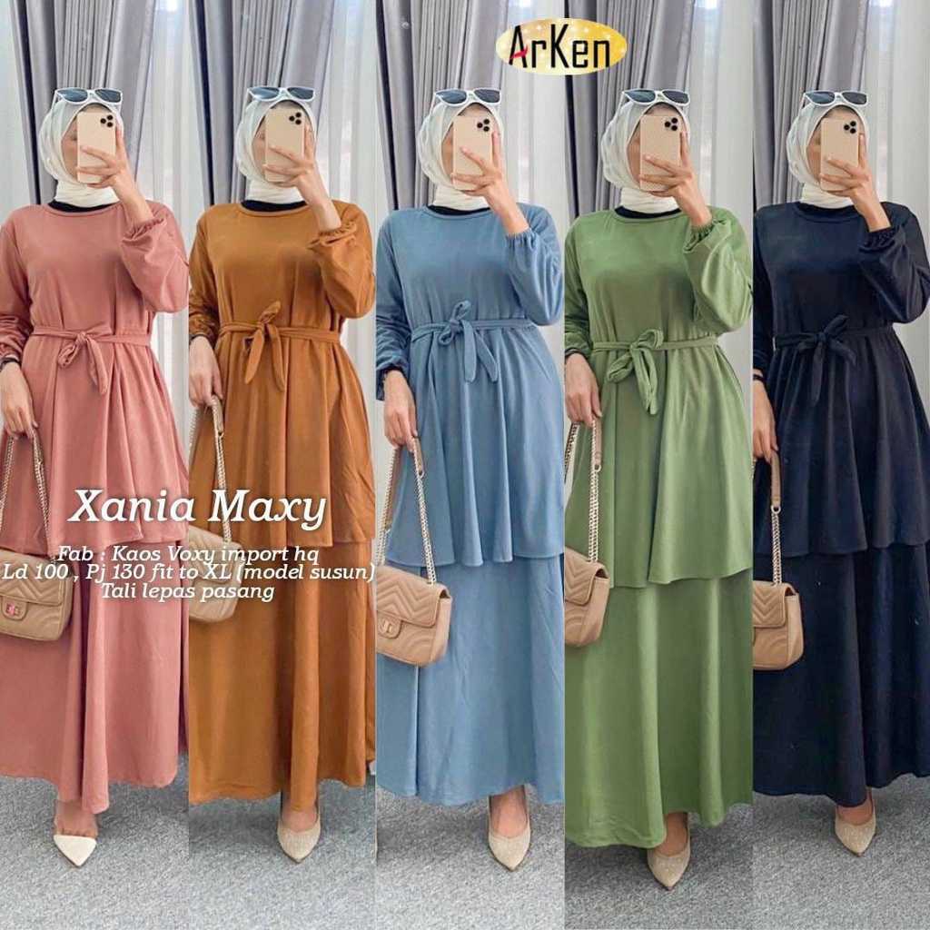 XANIA MAXY DRESS GAMIS POLOS ORI BY ARKEN