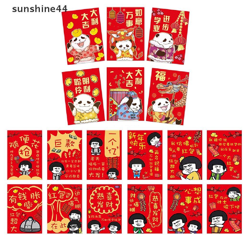Sunshine 2 Pak / 12pcs Amplop Merah Gambar Kartun Harimau Untuk Tahun Baru Imlek Anak