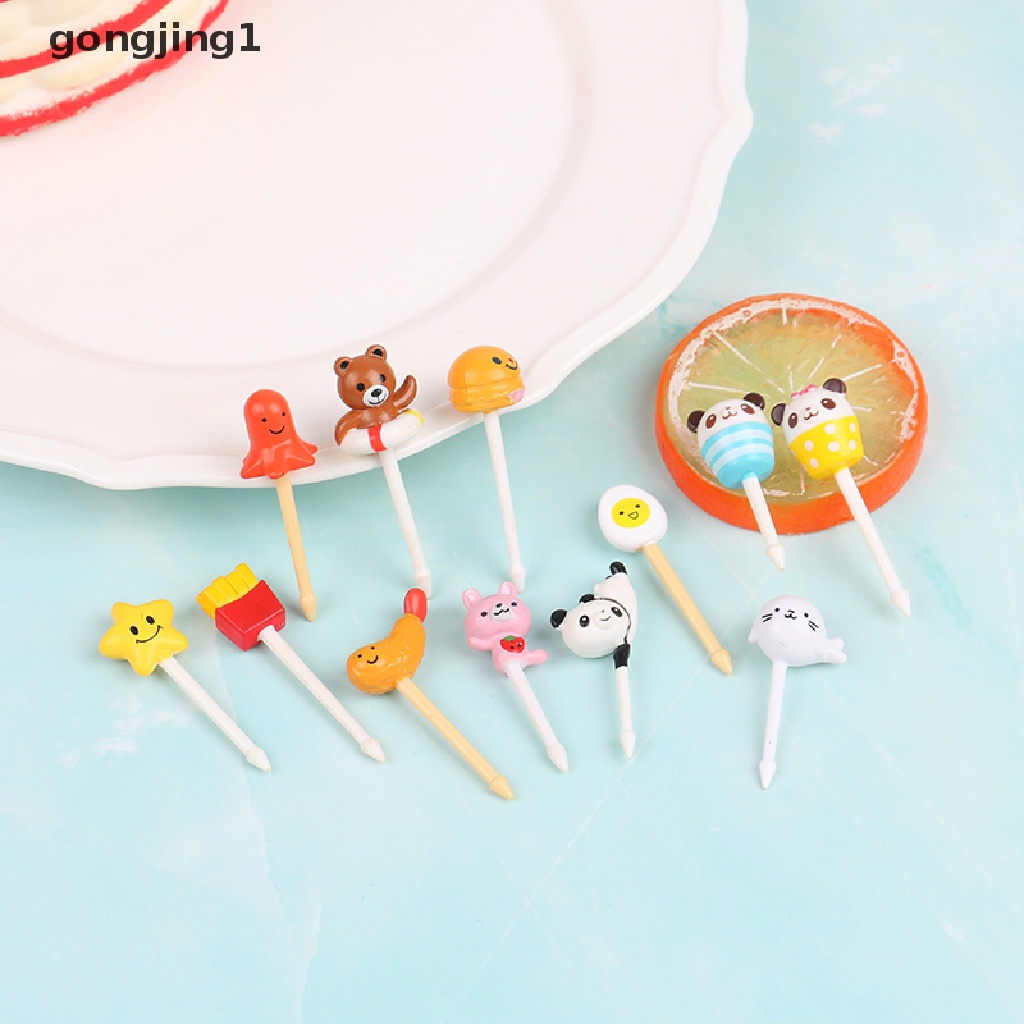 Ggg 10Pcs / Set Garpu Buah / Dessert / Kue / Cupcake / Bento Mini Motif Kartun Natal / Halloween