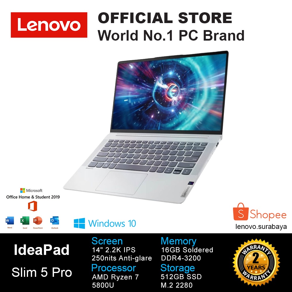 LENOVO IDEAPAD SLIM 5 PRO 14ACN6 3DID RYZEN 7 5800U 16GB 512GB MX450 2GB W11 CLOUD GREY