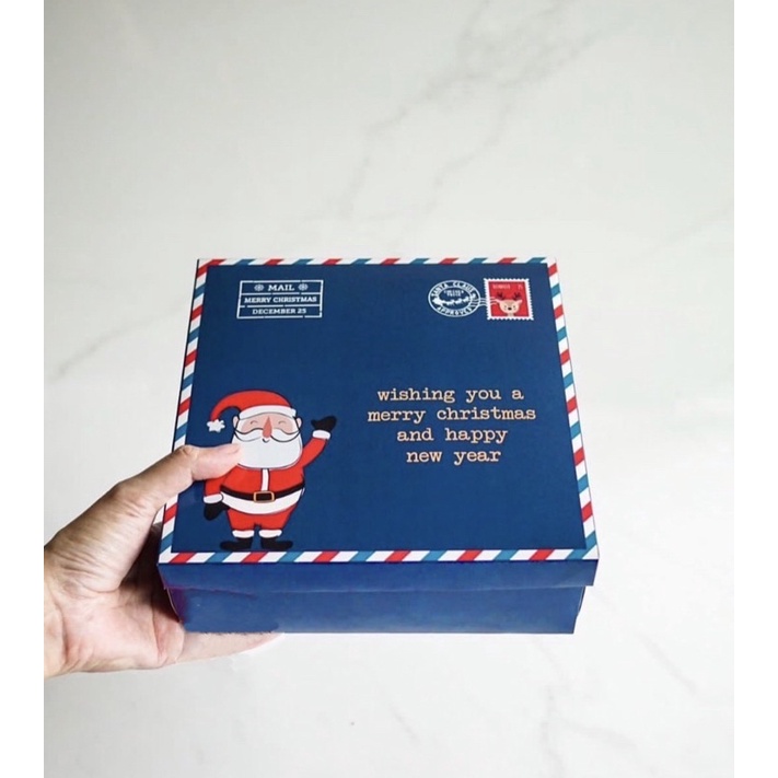 

[ MIN 5 pcs] box spiku natal 20x20, box kue santa mail