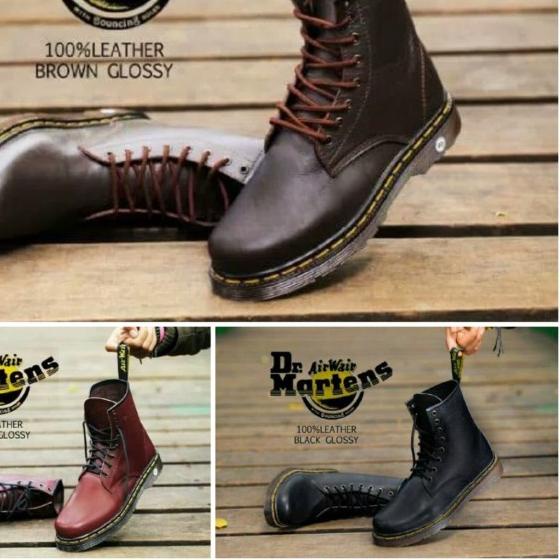 Sepatu Boots Pria Dr.Martin Boots Docmart 8 Hole Original Handmade - Hitam, 38