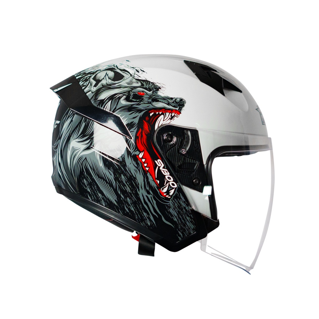 HELM RSV SV300 WOLF GLOSSY PAKET GANTENG IRIDIUM - RSV HALF FACE