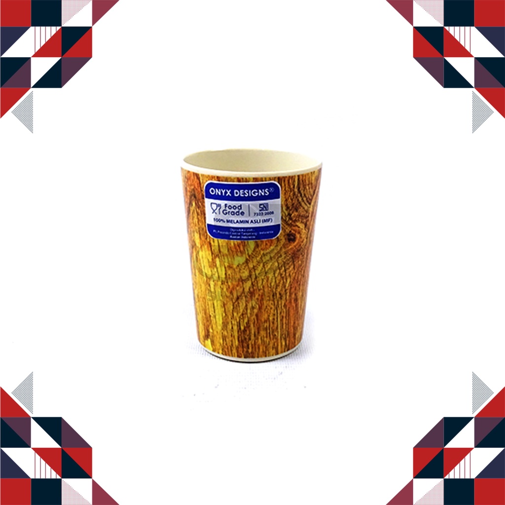 Gelas Melamin Aesthetic/ Gelas Melamin Cantik/ Gelas Melamin Motif/ Gelas Mel Rata 3331 Onyx