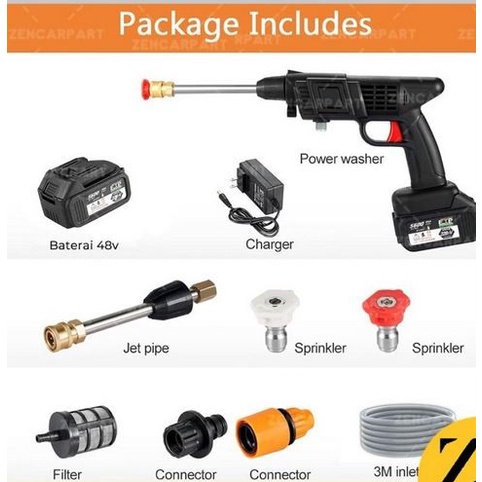 ALAT CUCI MOBIL SET JET WASHER CORDLESS water steam spray gun high pressure