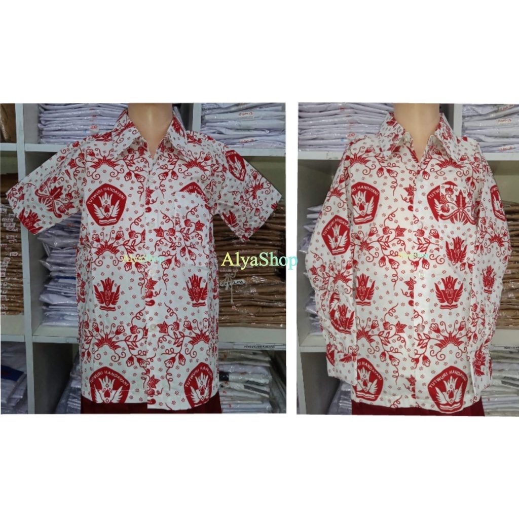 Baju Batik Merah Putih TUTWURI HANDAYANI | Batik sekolah Lengan Pendek dan Panjang | Baju Batik Merah Putih Merk KARINA | Batik Sekolah Laki2 dan Perempuan