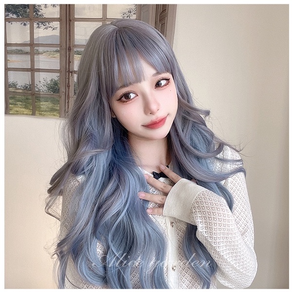 WIG RAMBUT PALSU WANITA RSW DAILY LOLITA 10255 70CM GRADASI GRAY - PURPLE ASH BLUE