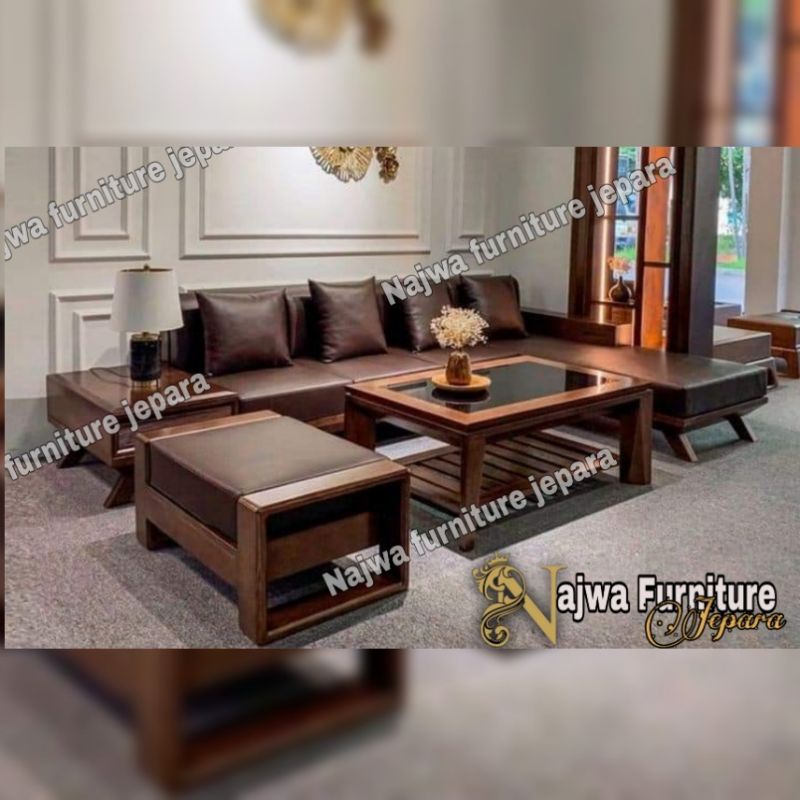 KURSI JATI KURSI SOFA TAMU MODERN MINIMALIS KURSI L SOFA JATI