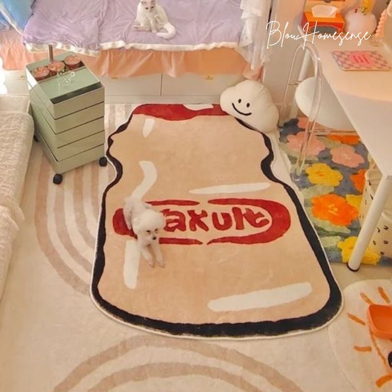 Karpet unik botol yakult wool bulu lembut karpet kamar unik korean import