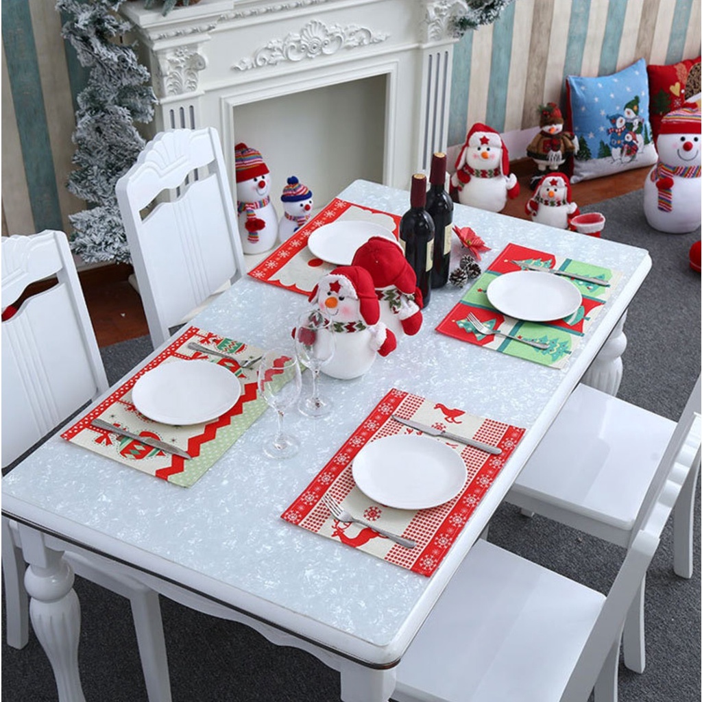 Dekorasi PLACEMAT Natal Alas Tatakan Piring Gelas Chtistmas Dining Xmas Hiasan Dekorasi Meja Rumah Kado