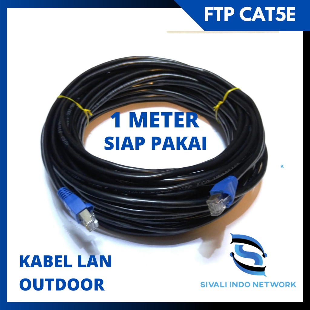 1 METER  KABEL LAN CAT5E FTP LAN OUTDOOR BLACK SIAP PAKAI