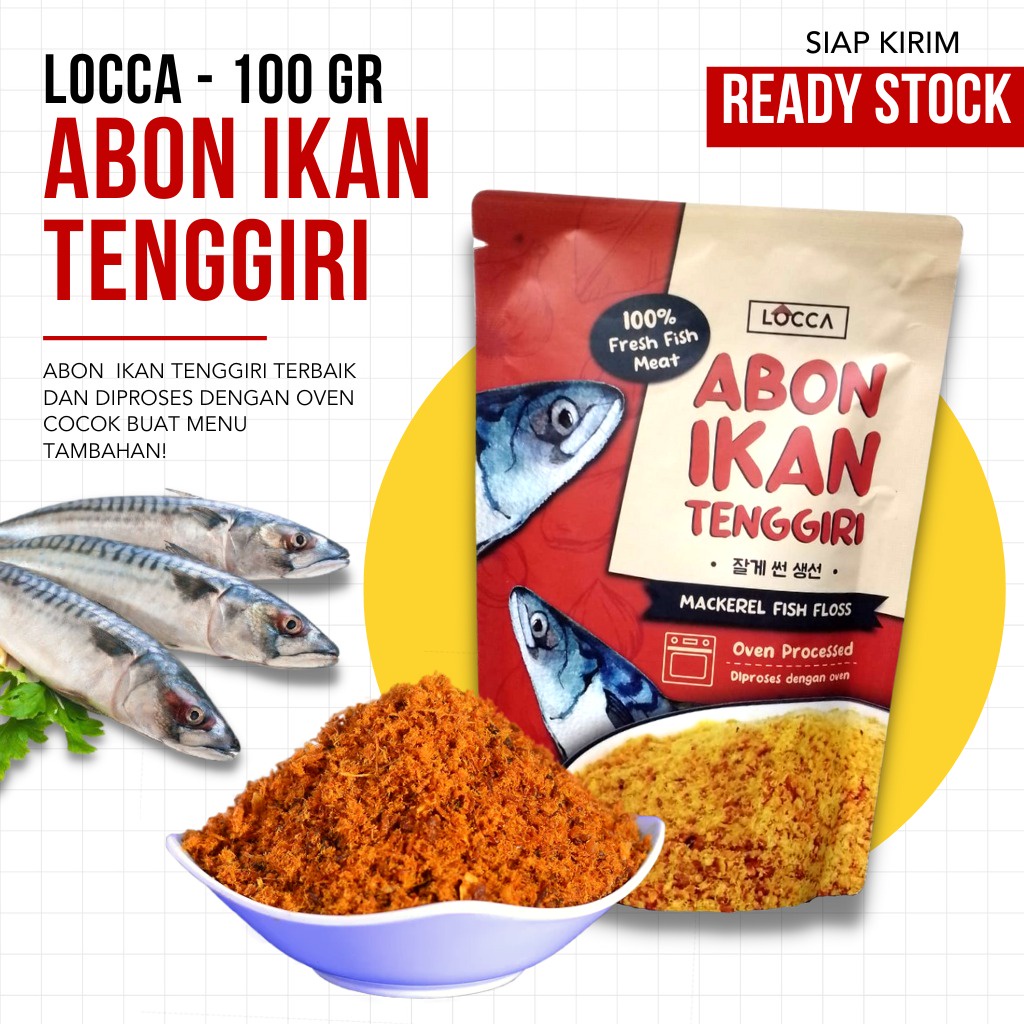 Locca Abon Ikan Tenggiri 100 gr (4 pcs x 25 gram) - 100% Fresh Fish Meat