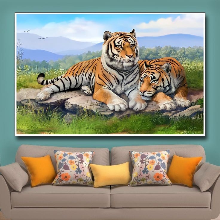 Hiasan Dinding Poster Gambar Harimau Xtra Jumbo Besar Best seller Ukuran 100x70cm 150x100cm 200x100c