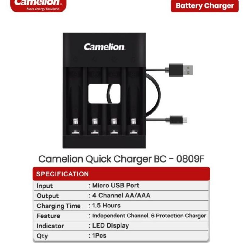 CAMELION CHARGER BATERAI PRO 0807F ONLY - QUICK CHARGER PRO ( CHARGER CEPAT)