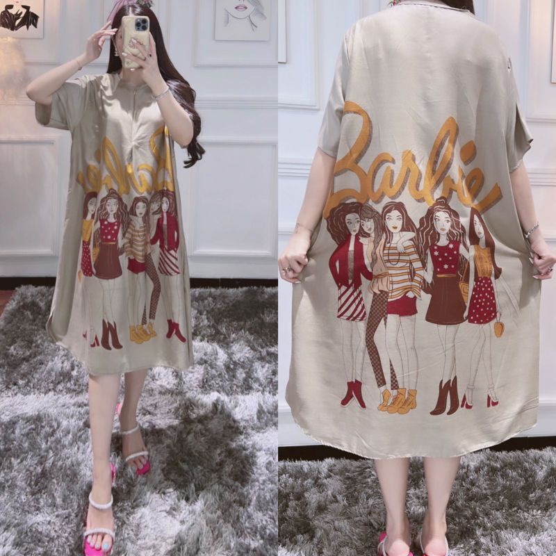 DRESS VIRAL KEKINIAN BARBIE KOREA STYLE HOMEDRESS KARAKTER RAYON JUMBO DASTER SOFIA TERBARU JUMBO