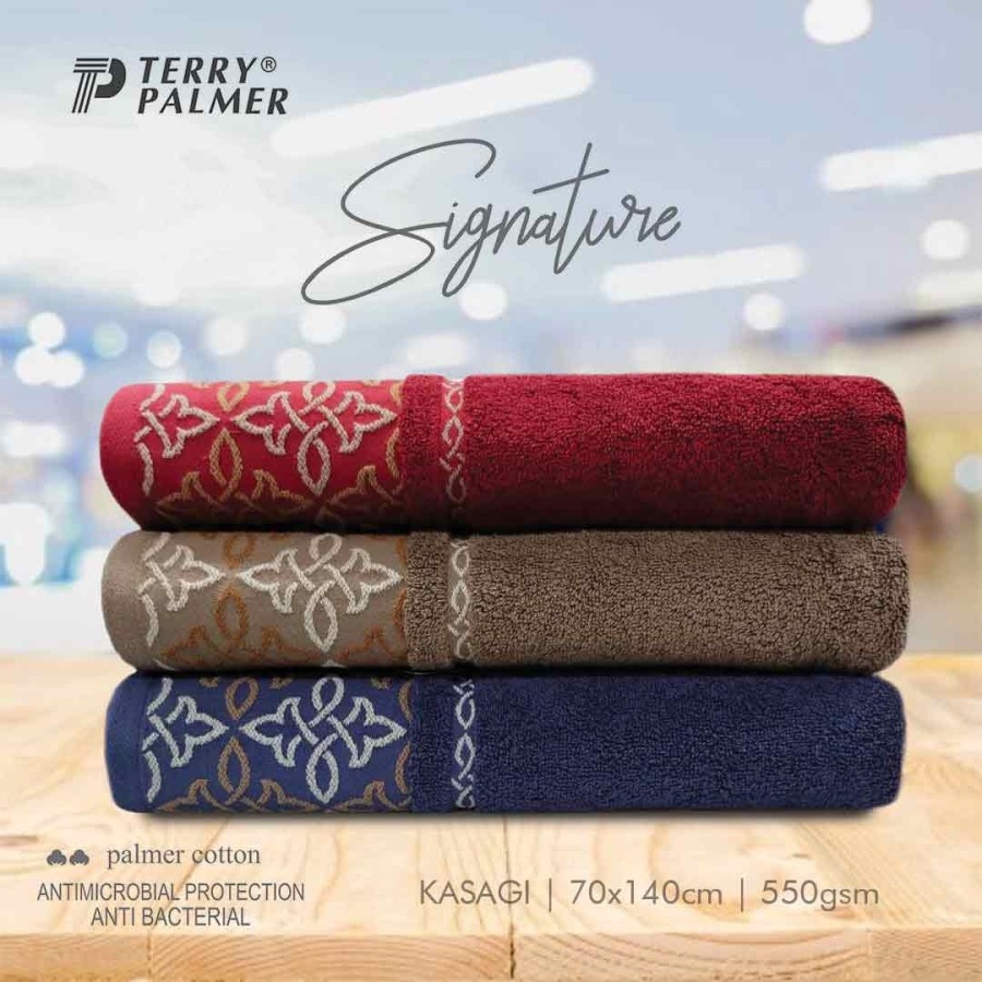Handuk Terry Palmer Motif SIGNATURE 70x140 Premium Cotton Tebal Bagus Serap Air PREMIUM SIGNATURE BERKUALITAS