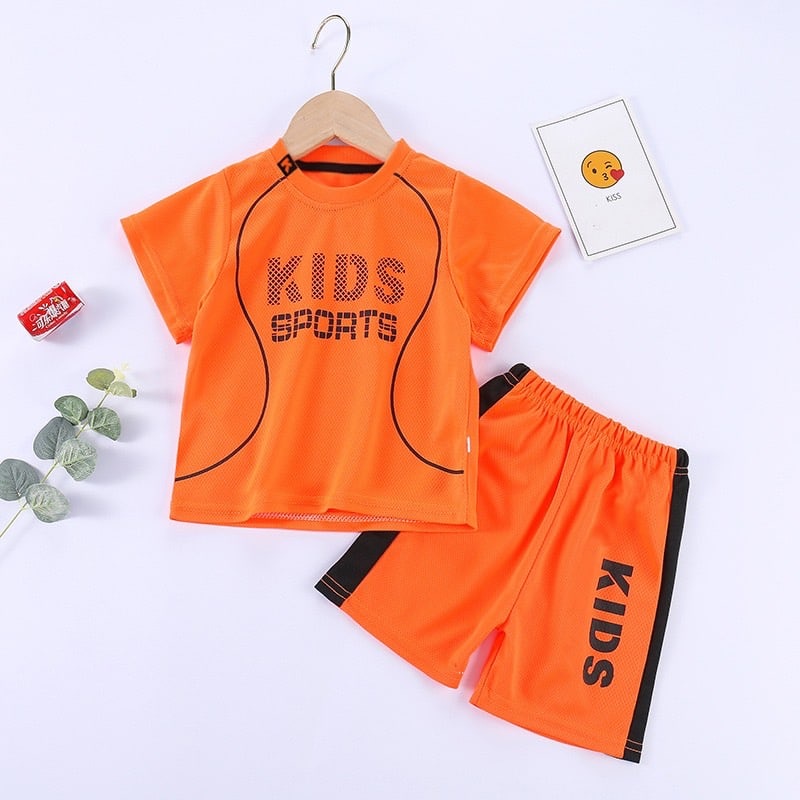 LID9128 - Setelan Baju Kaos Celana Set 2in1 Cewek Cowok Import Kids Sport