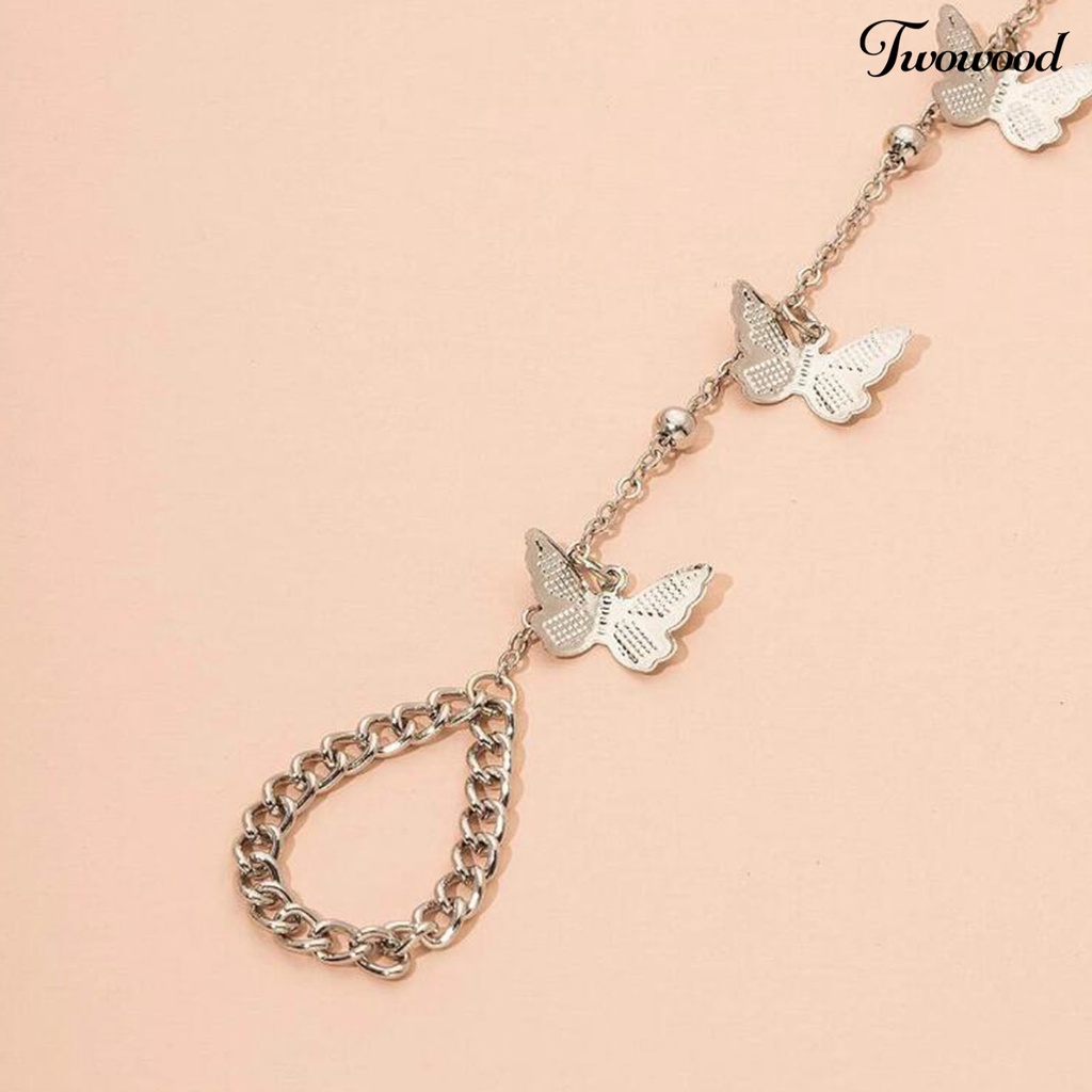 Gelang Cincin Desain Butterfly Adjustable Tahan Lama Gaya Hip hop Untuk Wanita