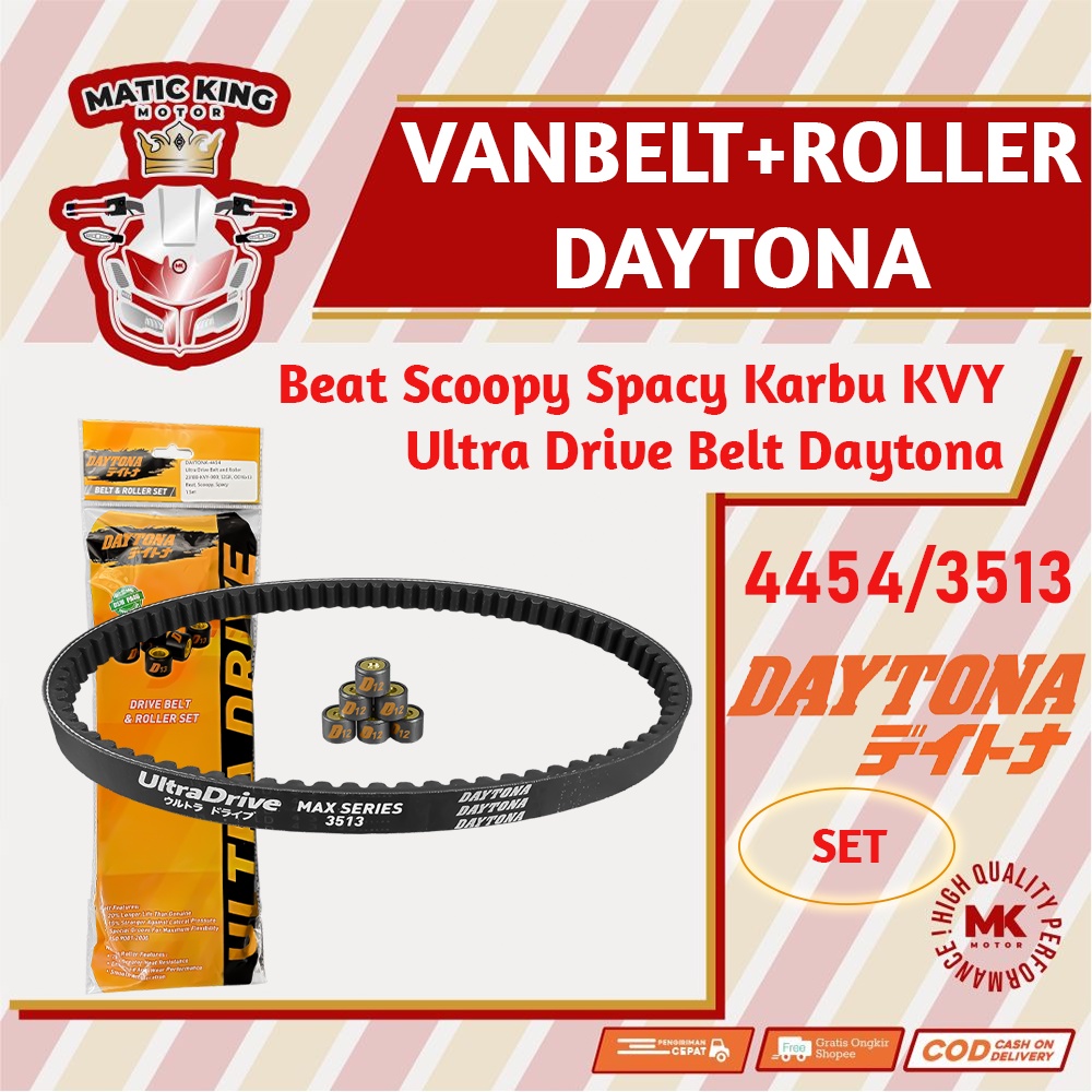 Vanbelt SET assy Beat Scoopy Spacy Karbu Daytona Ultra Drive Belt+Roller 4454 3513