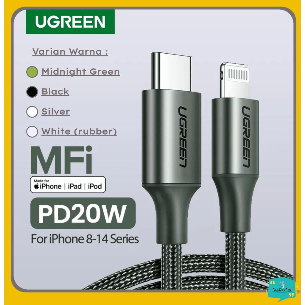 UGREEN Kabel Data Charger for Iphone 20W 3A Type C to Lightning MFI PD Fast Charging