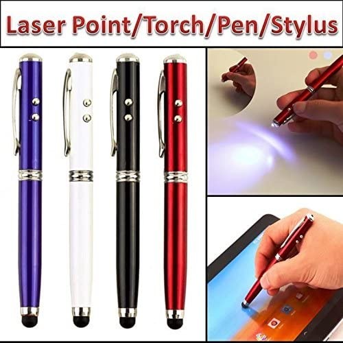Pulpen Laser Pointer 5in1 Pen Stylus pad Tablet Touch Pen Red Senter - Abu-abu