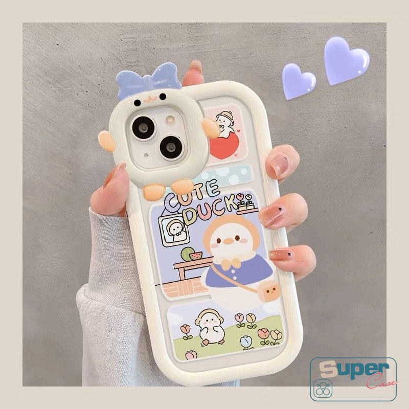 Soft Case Motif Kartun Bebek 3D Untuk iPhone 11 14 12 13 Pro MAX 6 6s 7 8 14 Plus XR X XS MAX SE 2020