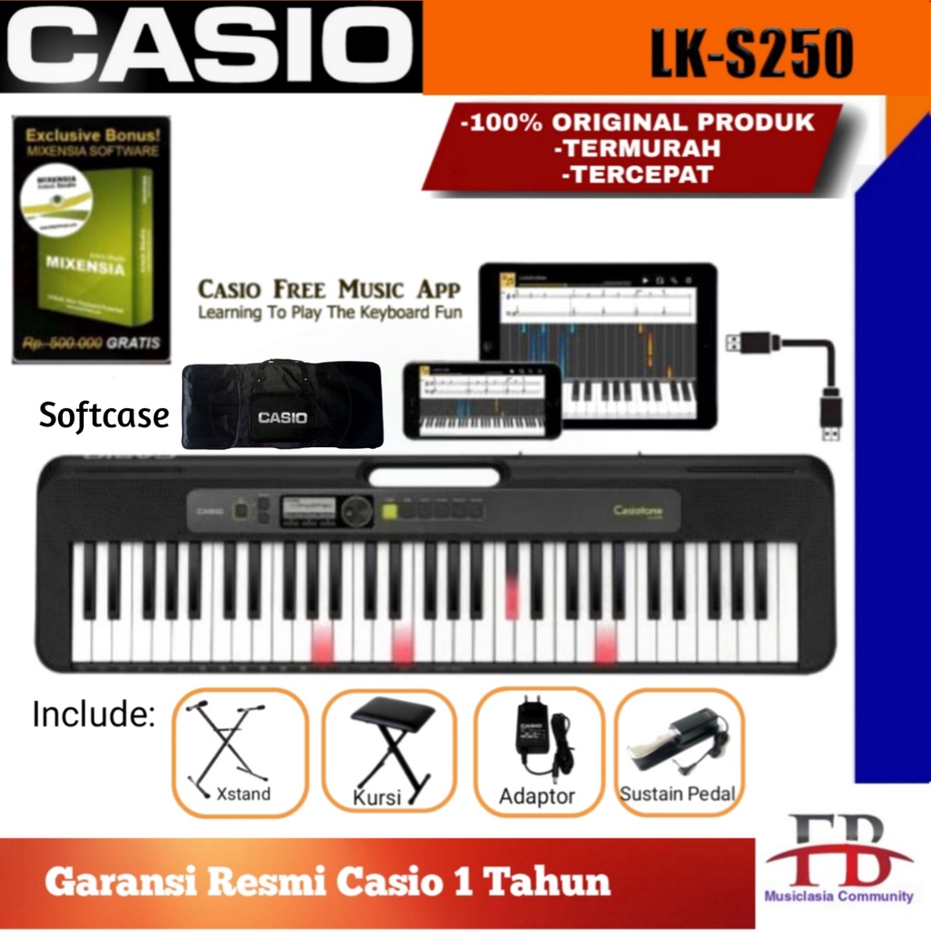 Keyboard Casio LKS250 / Alat musik Keyboard LKS 250 / LKS-250 / LK-S250 Slim Original