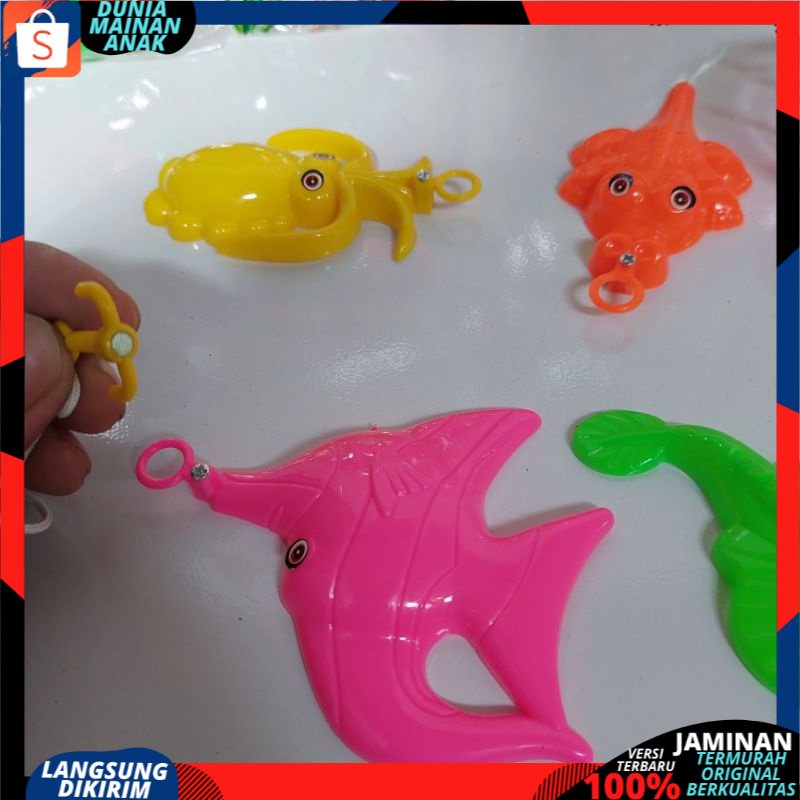 mainan pancing pancingan mancing ikan hewan laut isi 4 ikan &amp; 1 pancing magnet +SEROK- PANCING HEMAT SNI