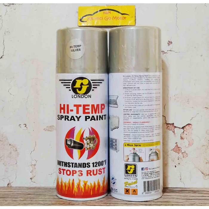 RJ LONDON SPRAY PAINT CAT HI-TEMP SILVER HIGH TEMPERATUR OP-HTS 400cc