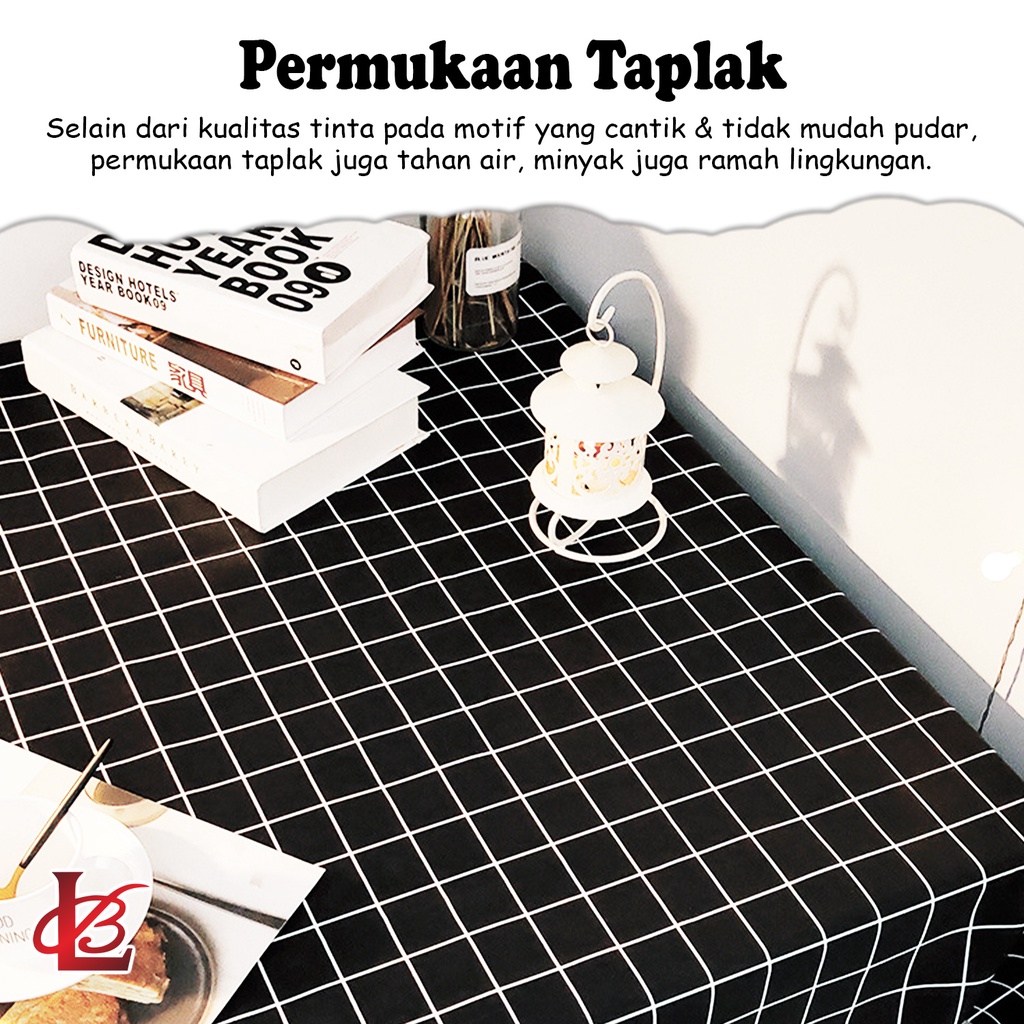 Taplak Meja Makan PEVA Tebal Premium Persegi Panjang Size 152x120cm Motif Kotak Anti Air Perlengkapan Dekorasi Ruang Makan Rumah Tangga Import - D10-3C - Comforthomes