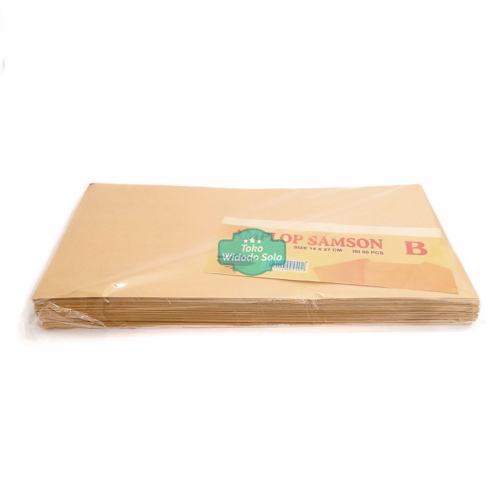 

1 PACK (ISI 50) Amplop Coklat Samson B Polos Tanpa Tali Charackter 14x27cm