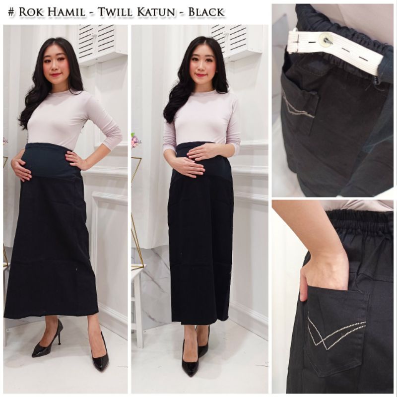 Rok Hamil Katun Twill Hitam