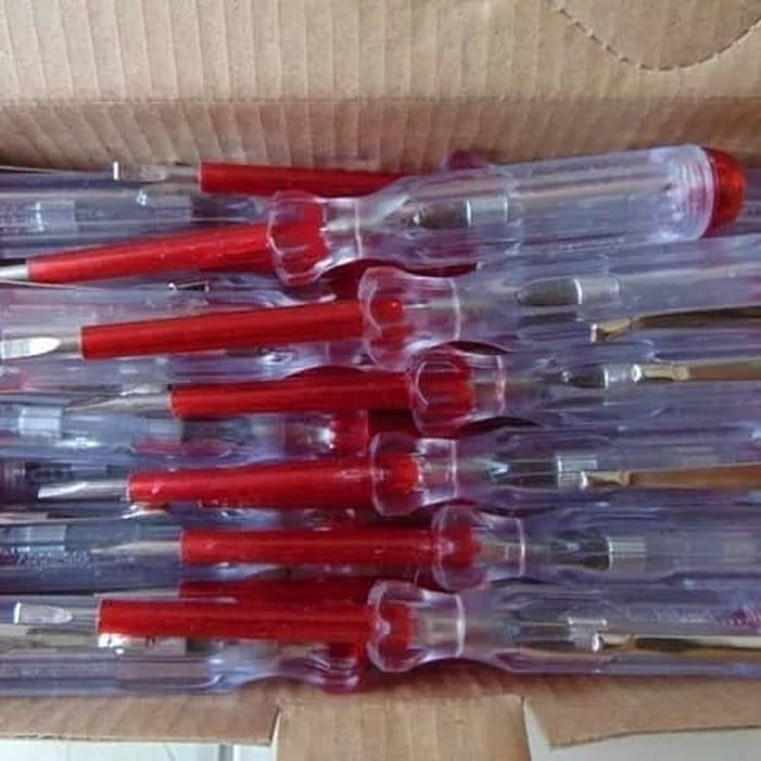 Obeng tespen test pen listrik merah lampu testpen