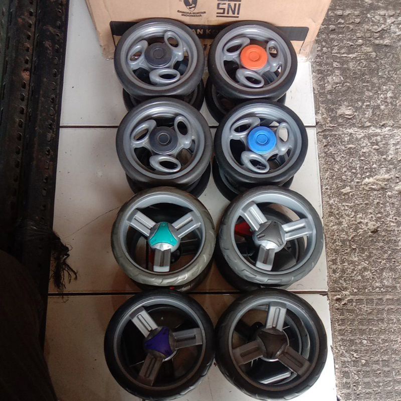 Roda stroller Pliko , roda depan Roda belakang, harga Satuan, ukuran 13/14cm