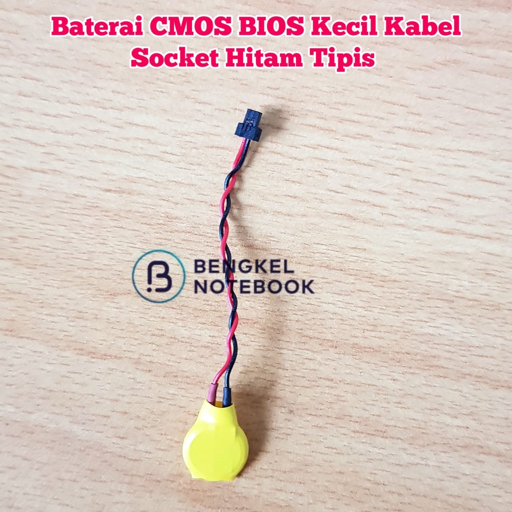 Baterai CMOS BIOS Kecil Kabel Socket Hitam Tipis