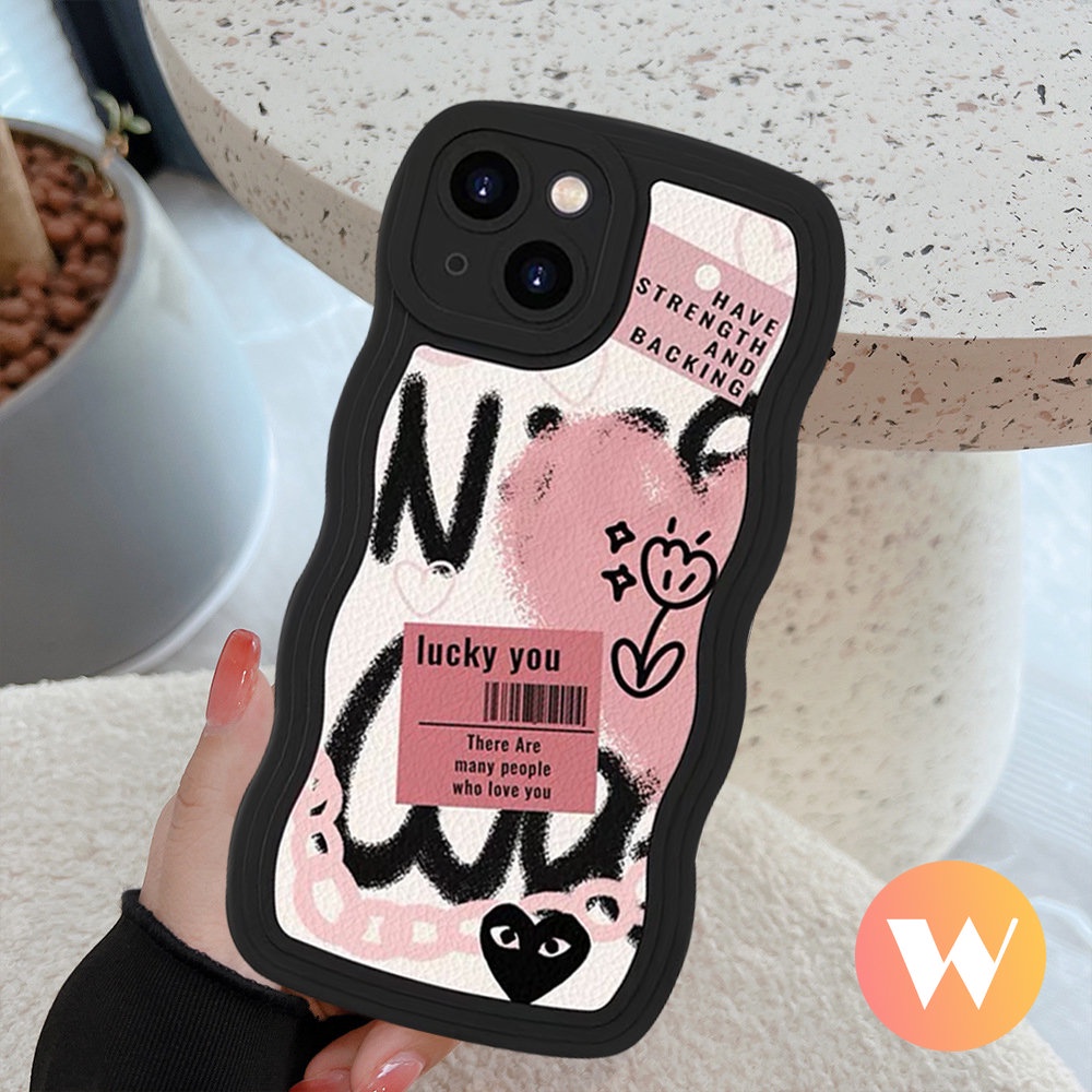 Imut Graffiti Cinta Hati Soft Tpu Case Redmi Note 11s 9 10s 10 8 9s 9pro 11 Pro Max Plus Redmi A1 9T 10A 10C 10 9 9A 9C NFC Bunga Trendy Label Comme des Garcons Wave Edge Cover