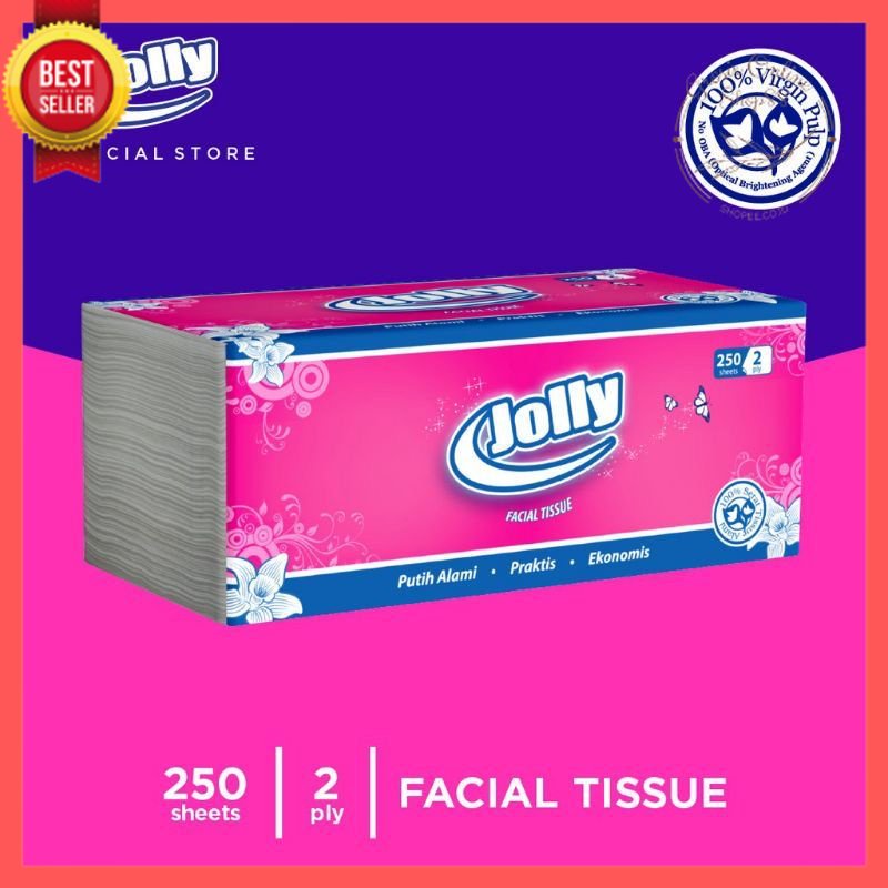 GOS -F107- Tisu Jolly 2 Ply - Tissue Facial 250 Sheets 1 Pack