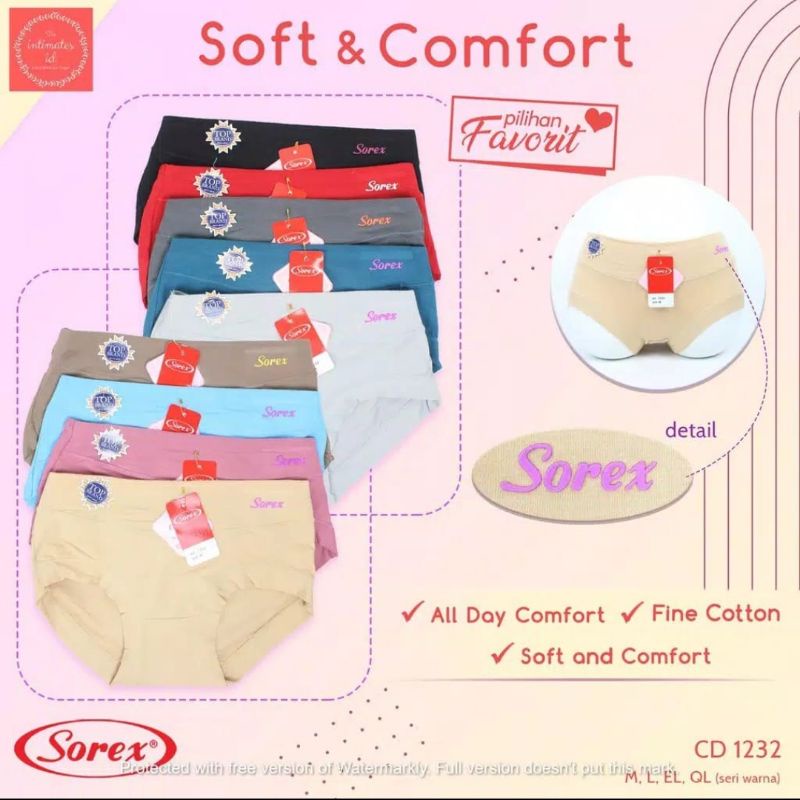 SOREX | Celana Dalam Wanita Sorex 1232 SOFT COMFORT Katun Midi Mix Strecth