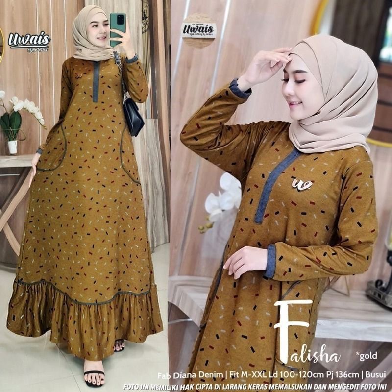 Gamis Diana Denim Premium Falisha Maxy by Mumu Fashion Solo