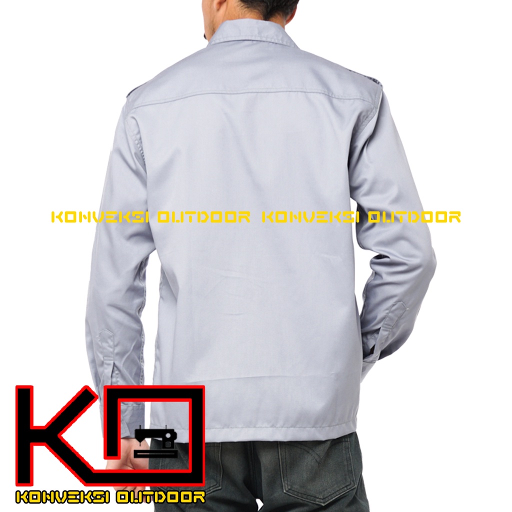 BAJU KEMEJA PDL LAPANGAN OUTDOOR INDOOR PRIA LENGAN PANJANG - Seragam Kerja Kantor Group Kemeja Lapangan Outdoor Gunung Taktikal Comunitas Kemeja Dinas PDH PNS Cargo Safari Paspampres Security Satpam Tactical Americand Drill American America - Warna Abu