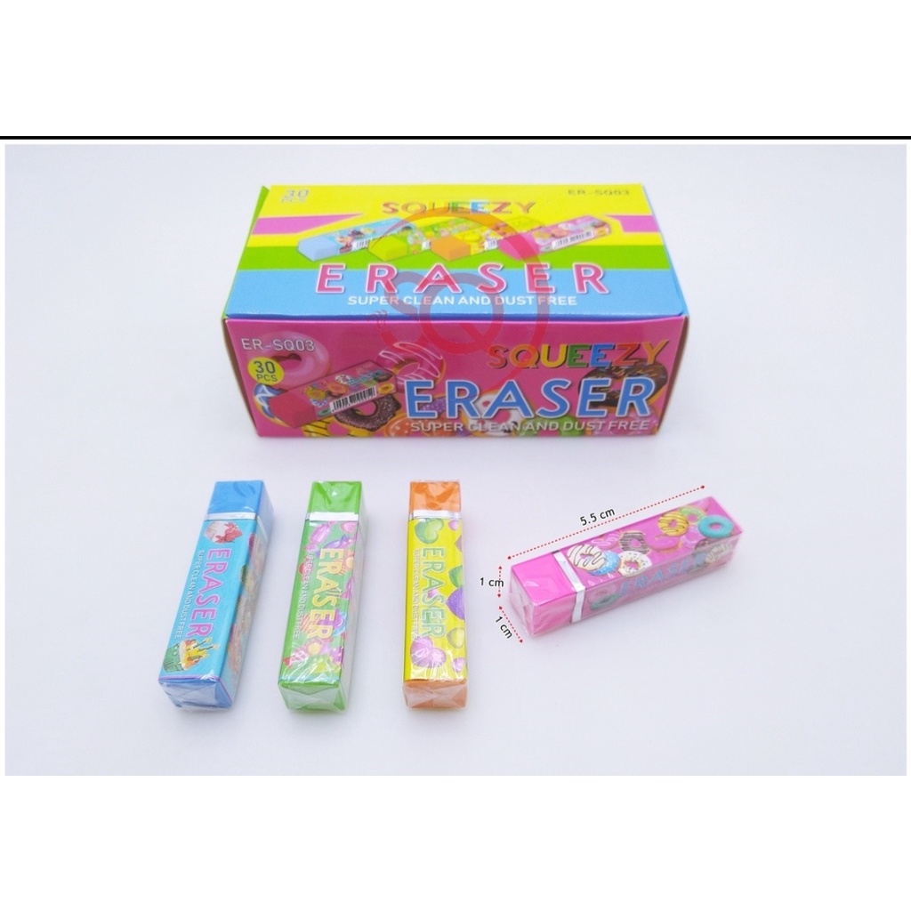 

Penghapus Panjang Squeezy Sweet Color isi 30 pcs / box